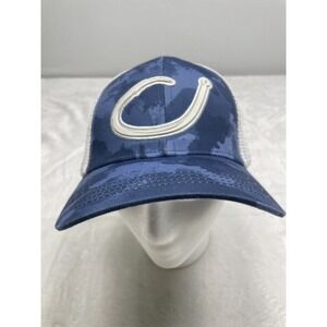 Reel Life Hat‎ Cap Adult Adjustable Blue White Camo Hook Logo Mesh Trucker Rare